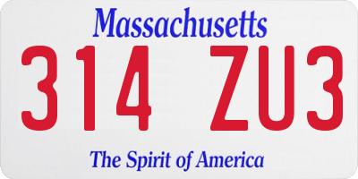 MA license plate 314ZU3