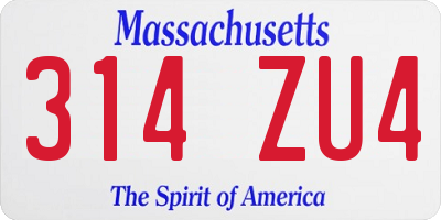 MA license plate 314ZU4