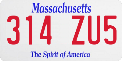 MA license plate 314ZU5