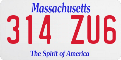 MA license plate 314ZU6
