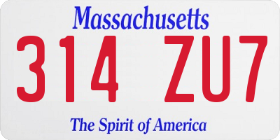 MA license plate 314ZU7