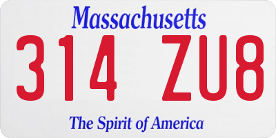 MA license plate 314ZU8
