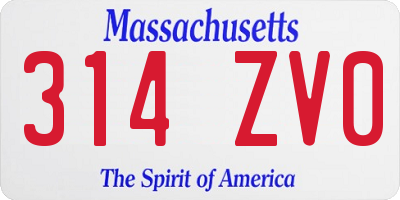 MA license plate 314ZV0