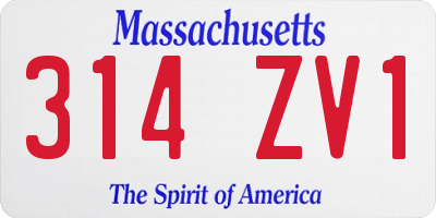 MA license plate 314ZV1
