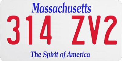 MA license plate 314ZV2