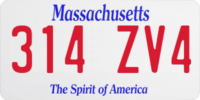MA license plate 314ZV4