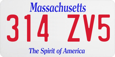 MA license plate 314ZV5