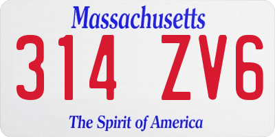 MA license plate 314ZV6