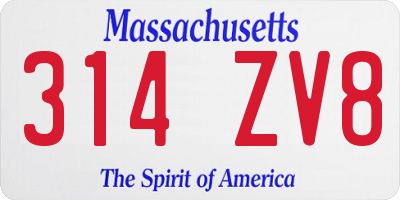 MA license plate 314ZV8