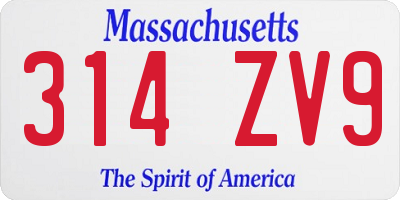 MA license plate 314ZV9