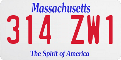 MA license plate 314ZW1