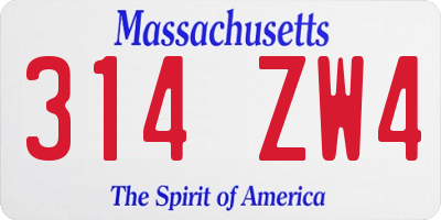 MA license plate 314ZW4