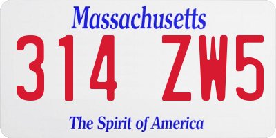MA license plate 314ZW5