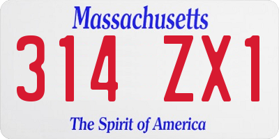 MA license plate 314ZX1