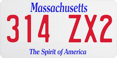 MA license plate 314ZX2