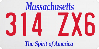 MA license plate 314ZX6