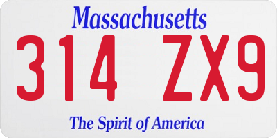 MA license plate 314ZX9