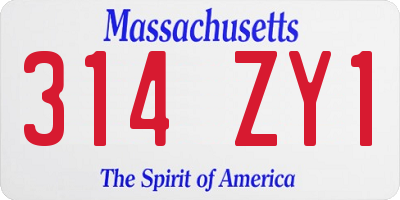 MA license plate 314ZY1