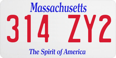 MA license plate 314ZY2