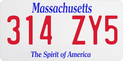 MA license plate 314ZY5