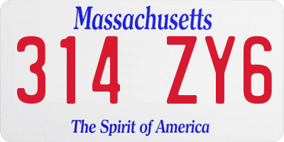 MA license plate 314ZY6