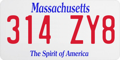 MA license plate 314ZY8