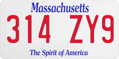 MA license plate 314ZY9