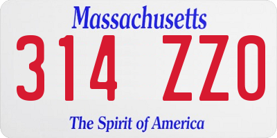MA license plate 314ZZ0