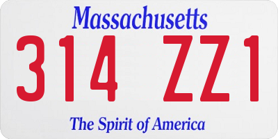 MA license plate 314ZZ1