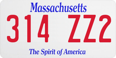 MA license plate 314ZZ2