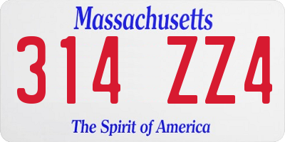 MA license plate 314ZZ4