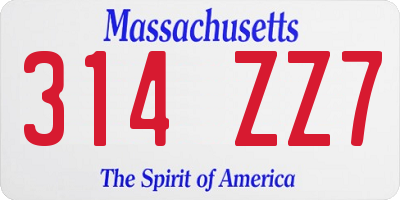 MA license plate 314ZZ7