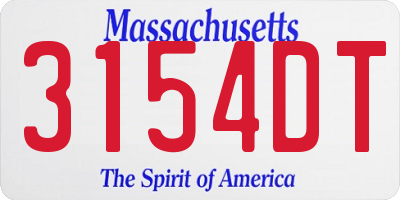 MA license plate 3154DT