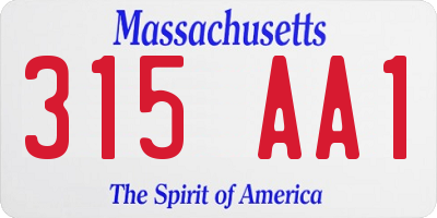 MA license plate 315AA1