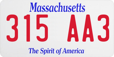 MA license plate 315AA3