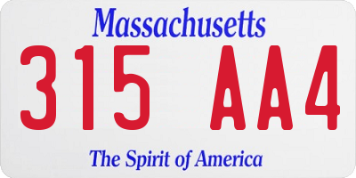 MA license plate 315AA4