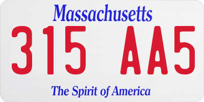 MA license plate 315AA5