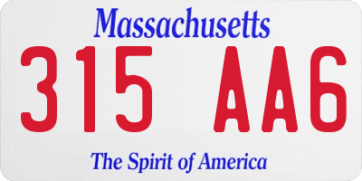 MA license plate 315AA6