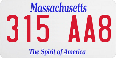 MA license plate 315AA8