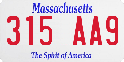 MA license plate 315AA9