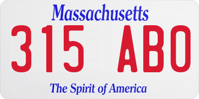 MA license plate 315AB0