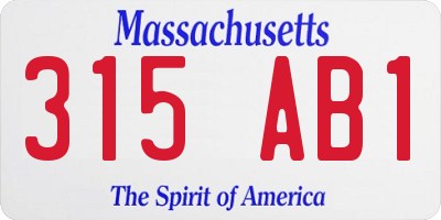MA license plate 315AB1