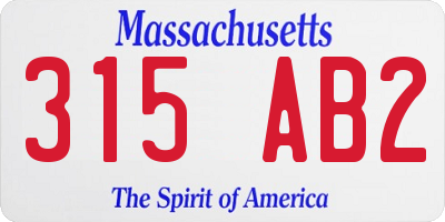 MA license plate 315AB2