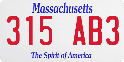 MA license plate 315AB3
