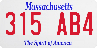 MA license plate 315AB4