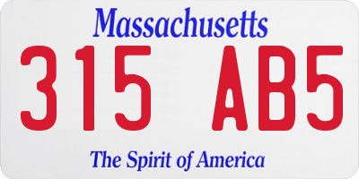 MA license plate 315AB5