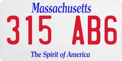 MA license plate 315AB6
