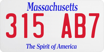 MA license plate 315AB7