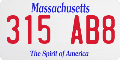 MA license plate 315AB8