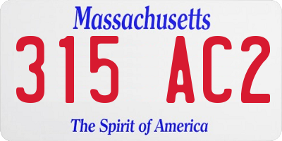 MA license plate 315AC2